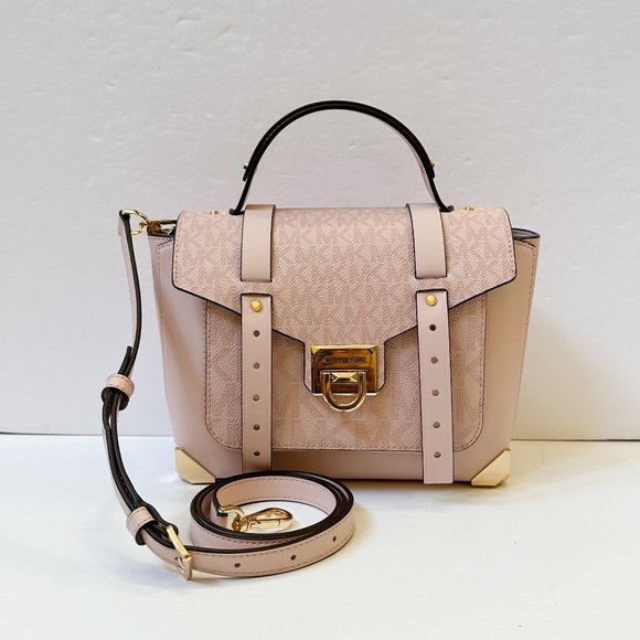 Michael Kors Manhattan Medium Top Handle Satchel Shoulder Bag MK Powder Blush - Picture 1 of 12
